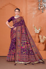 Purple Royal Pashmina Silk saree