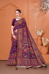 Purple Royal Pashmina Silk saree