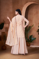 Peach Blossom Embroidered Cotton Dress Combo