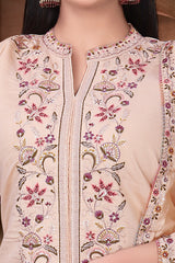 Peach Blossom Embroidered Cotton Dress Combo