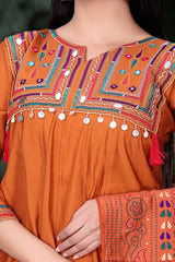 Majestic Marigold Embroidered Cotton Dress Combo