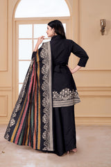 Midnight Elegance Embroidered Cotton Dress Combo