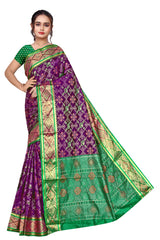 Majestic Patola Silk Saree in Purple and Green