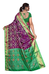 Majestic Patola Silk Saree in Purple and Green