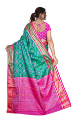 Vibrant Patola Silk Saree in Green and Pink