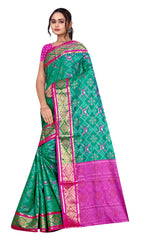 Vibrant Patola Silk Saree in Green and Pink