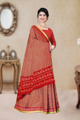 Leriya Patola Silk Saree with Golden Border