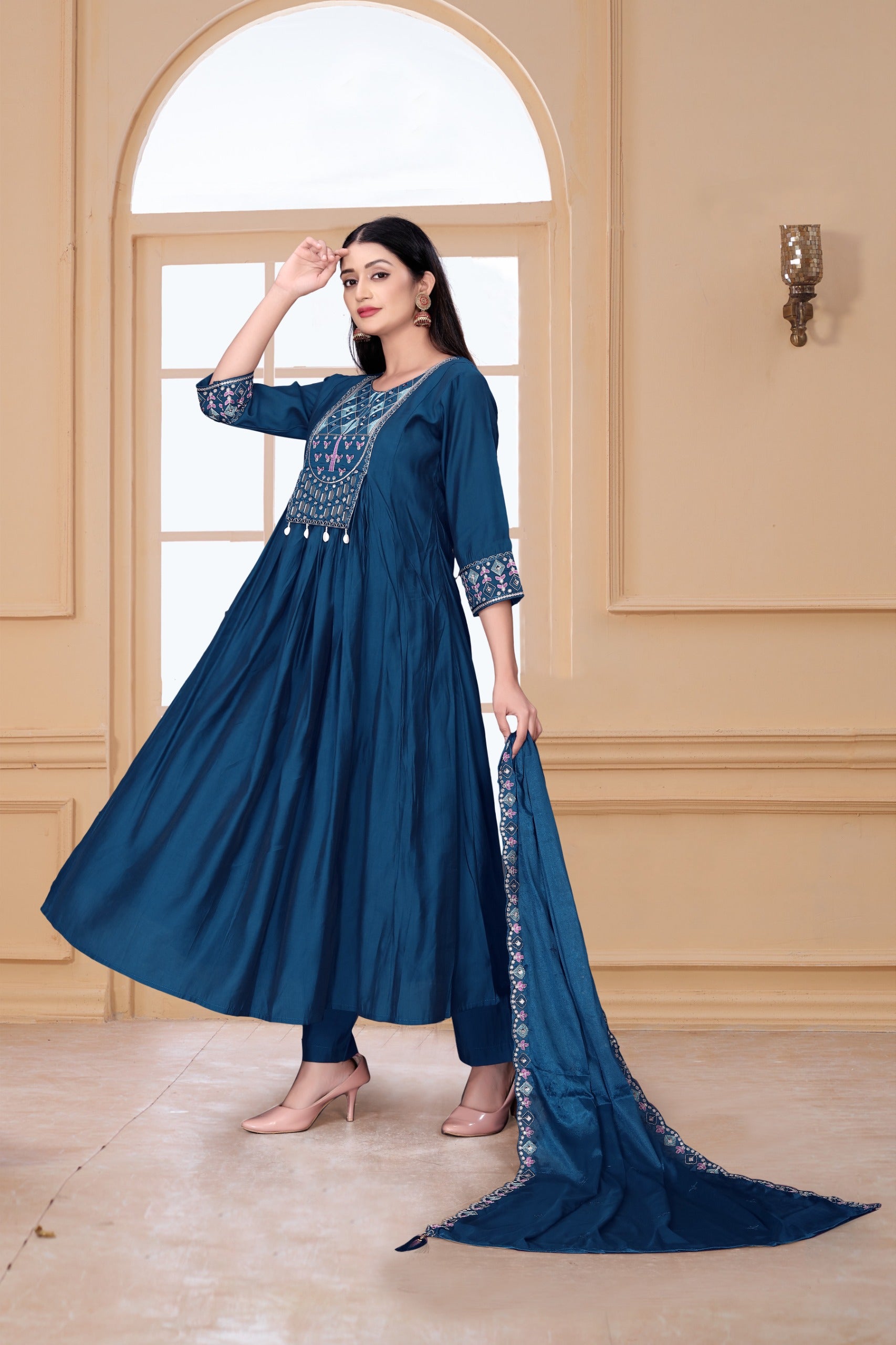 Nayantara Dress Set - Combo Dress With Dupatta